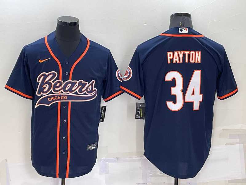 Men%27s Chicago Bears #34 Walter Payton Navy Blue Stitched MLB Cool Base Nike Baseball Jersey->cleveland browns->NFL Jersey